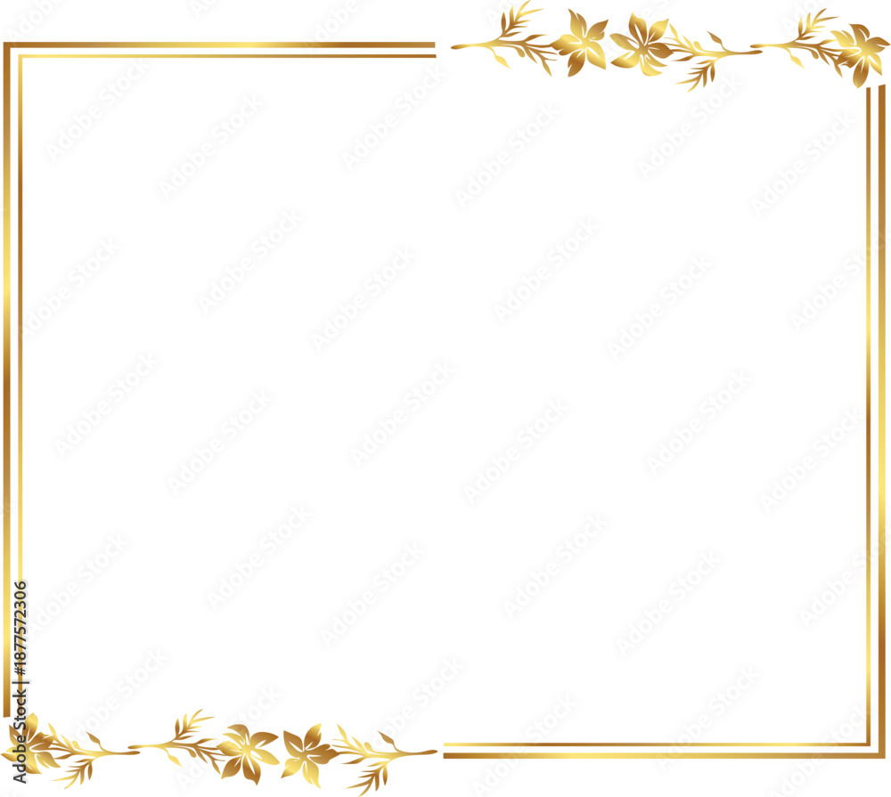 Naklejka premium frame with leaves gold border Golden Border Warm Color Frame