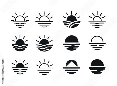 New Year Emblem Variations. New Year?s Eve reflection and resolution gathering. Icon set. Set Logo of New Year?s Eve reflection and resolution gathering: