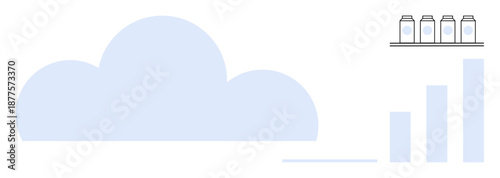 Cloud computing. Cloud computing is visually with a cloud icon and data storage jars. Cloud computing growth is by an ascending bar chart. For tech, storage, business, analytics, and innovation