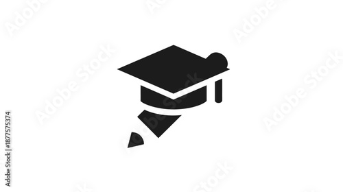 A stylized graduation cap over a pencil, rendered in solid black against a clean, white backdrop