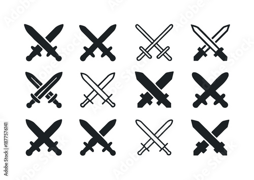 Battlefield Icon Set. Historical battlefields and military history tours. Icon set. Set Logo of Historical battlefields and military history tours: Battlefield