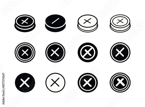 Mason Jar Lid Icons. mason jar lid. Icon set. Set Logo of mason jar lid: lid with cross-cut sipping insert. harmonious logo variations of the same emblematic