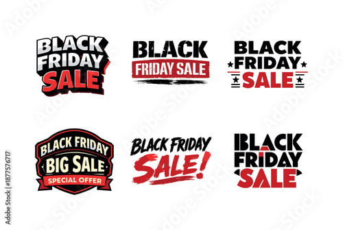 Black Friday Lettering Styles. black friday seasonal deal set. Set lettering. harmonious lettering variations of the same emblematic concept, each with