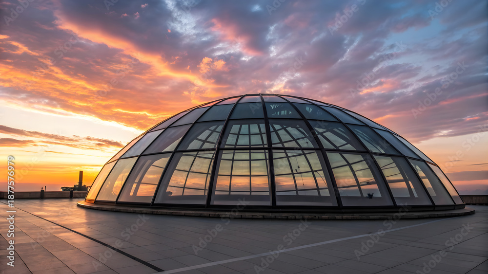 Obraz premium Modern glass dome at sunset