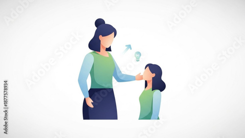 Mother Comforting Sad Daughter with Love and Support Illustration