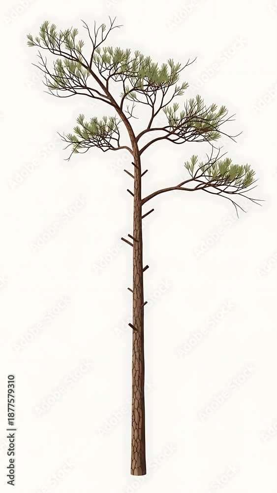 Fototapeta premium Illustrated Pine Tree Coat Rack Home Decor Design