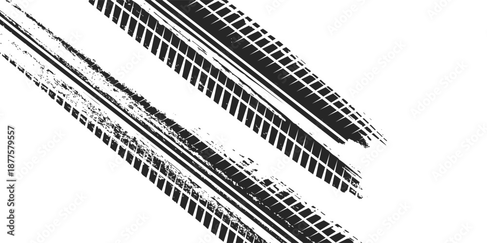 Obraz premium Tire track. Car, bike, motorcycle tyre mark with grunge effect. vector