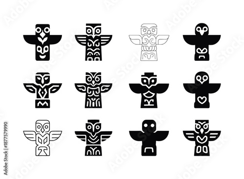 Cultural Heritage Icons. Cultural heritage tours and indigenous experiences. Icon set. Set Logo of cultural heritage tours and indigenous experiences: sacred