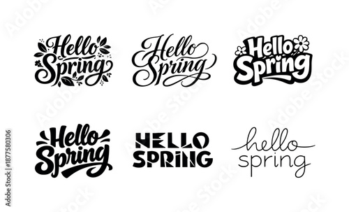 Spring Lettering Variations. Fresh spring lettering designs. Set lettering. harmonious lettering variations of the same emblematic concept, each with different