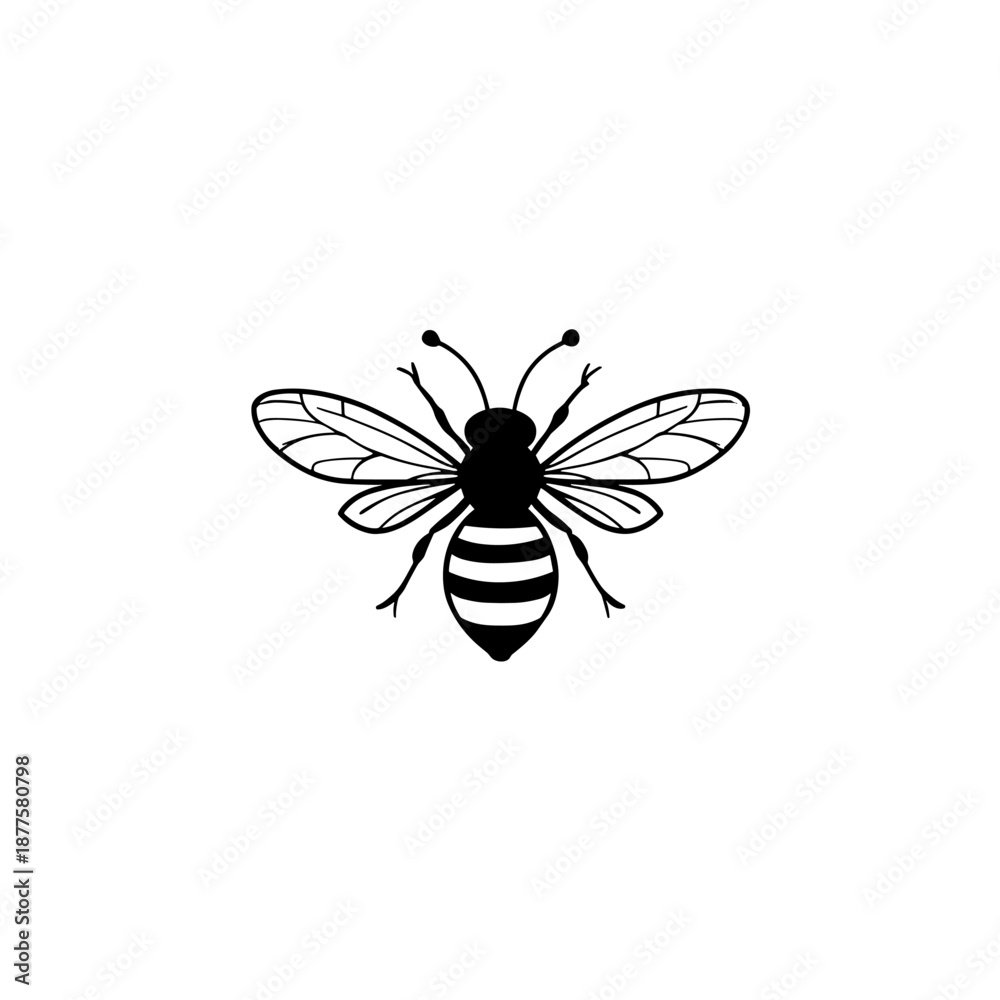 Fototapeta premium bee. bee simple black and white line art vector logo