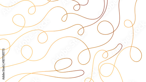 Abstract Orange Continuous Line Art Pattern on White Background – Minimal Curvy Scribble Doodle Swirls, Modern Seamless Outline Texture for Wallpaper, Packaging, Branding