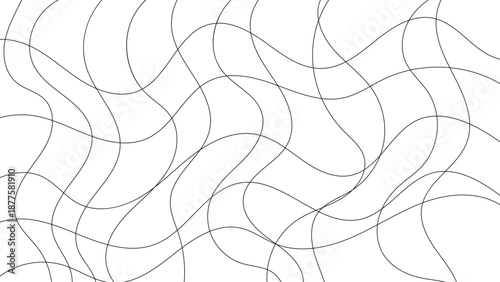 Abstract Continuous Line Scribble Background – Minimal Black Curvy Hand Drawn Doodle Loops Pattern on White, Modern Artistic Monoline Texture for Branding, Posters, Packaging and Social Media