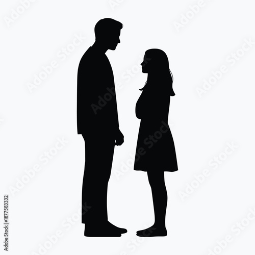 Silhouetted Couple Standing Face-to-Face in Quiet Intimacy, Suggesting Connection, Tension, or Unspoken Emotion Between Two Souls