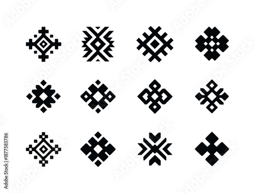 Cultural Heritage Icons. Cultural heritage tours and indigenous experiences. Icon set. Set Logo of cultural heritage tours and indigenous experiences: woven