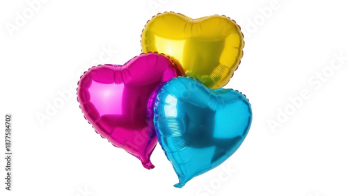 Billede på lærred Isolated heart-shaped foil balloons for festive events like Valentine's Day or a party