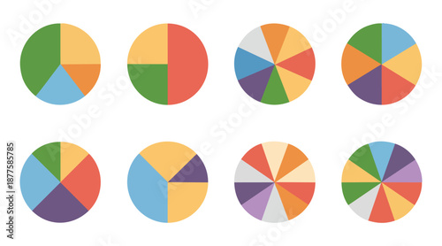 Colorful Easter eggs arranged in a circular pie chart style to represent creative business data and growth illustration