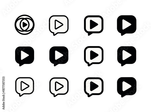 Varied Logo Icons. Branded Stickers and GIFs. Icon set. Set Logo of branded stickers and GIFs: looping GIF frame. harmonious logo variations of the same