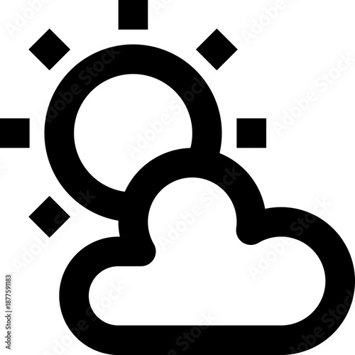 Sunny Icon Spring Season Outline for Decoration