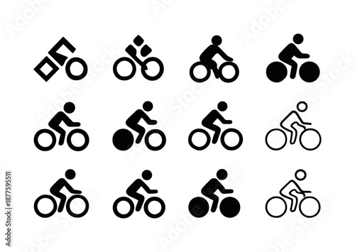 Biking Logo Variations. Biking. Icon set. Set Logo of biking: cyclist silhouette. harmonious logo variations of the same emblematic concept, each
