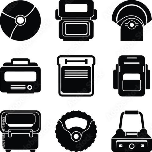Set of Medical Diagnostic Equipment and Laboratory Device Icons.