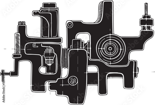 Mechanical Engineering Drawing of a Complex Machine Component System