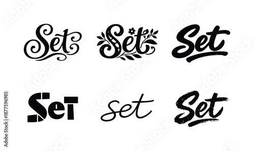 Creative Lettering Variations. organic lettering set. Set lettering. harmonious lettering variations of the same emblematic concept, each with different