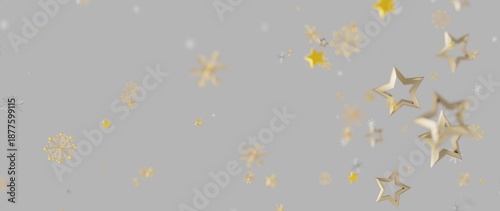 Festive golden stars and sn...