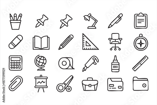 Web software UI kit icons for office organization and management tasks