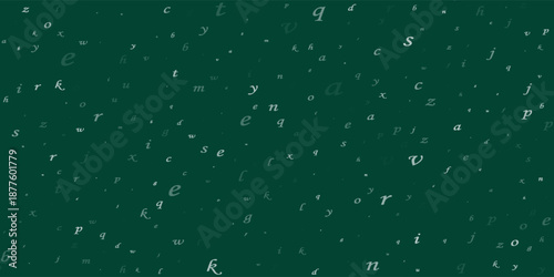 falling letters of english language. chalk handdrawn flying words of latin alphabet. foreign languages study concept. alive back to school banner on blackboard background.