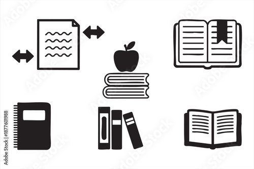 School app interface symbol for textbooks, reading progress and knowledge