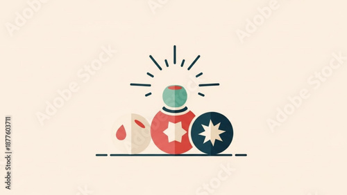 Vaccine Bottle with Red and Blue Capsules on White Background