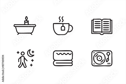 Self care interface graphics for mindfulness, rest and comfort