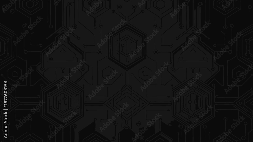 Obraz premium Black Skull with Hexagonal Patterns Design.