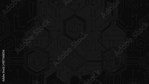 Black Skull with Hexagonal Patterns Design.