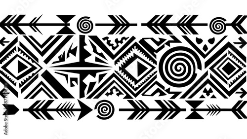 Black Tribal Pattern with Geometric Shapes.