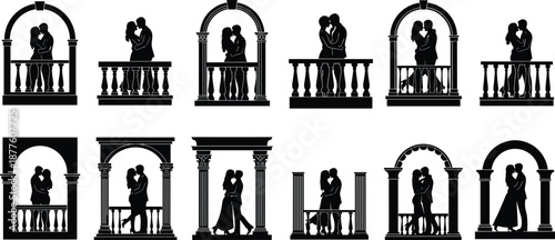 Set of mysterious minimalist occult white line symbols on black background, mystical esoteric icons for spiritual branding, alchemy, and magic.