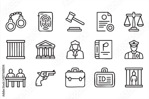 Courtroom line graphics for trial scheduling apps, judiciary dashboards
