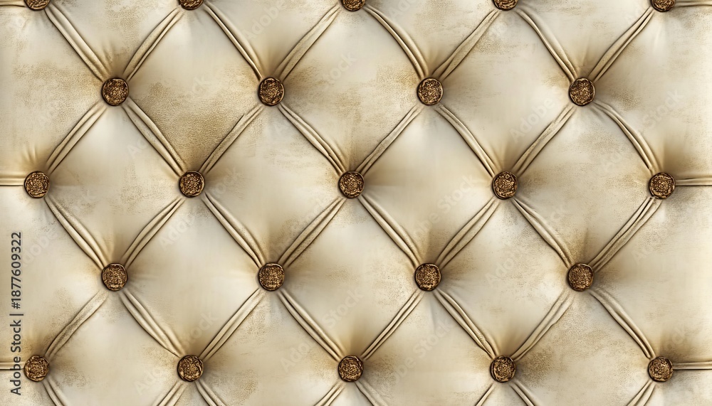 Fototapeta premium Elegant quilted upholstery with button detail, textured fabric background, stylish comfort design