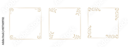 Ornamental square frame set. Vector vintage floral borders for labels and cards