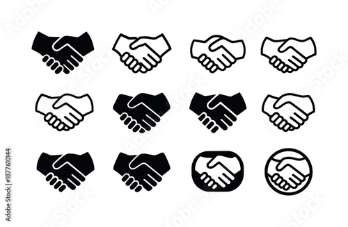 Poverty Alleviation Icons. Poverty alleviation. Icon set. Set Logo of poverty alleviation: handshake cooperation. harmonious logo variations of the same