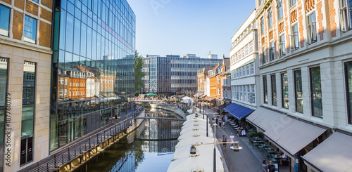 Wallpaper Mural Panorama of the modern inner city with canal and shops in Aarhus, Denmark Torontodigital.ca