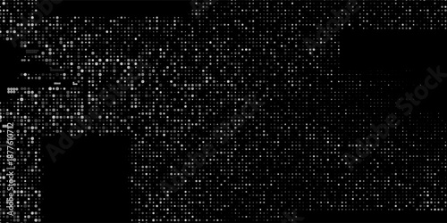 Simple, abstract background of scattered white dots on black, representing either falling snow at night or a starry sky