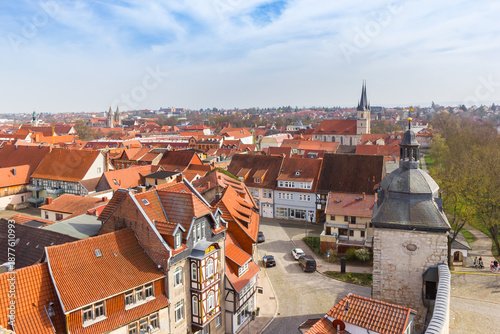 Obraz na plátně Panoramic view over the Inner Womens Gate in the city walls of Muhlhausen, Germa