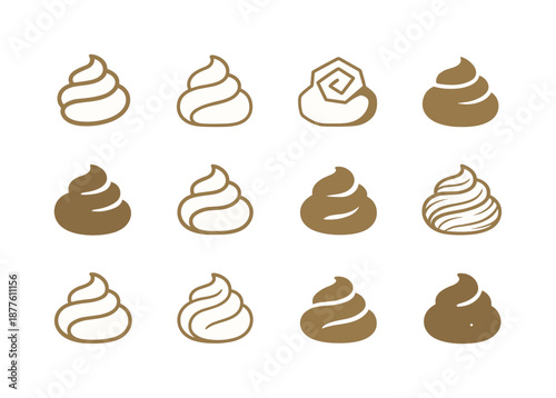 Potato Logo Variations. Potato. Icon set. Set Logo of potato: mashed potato swirl. harmonious logo variations of the same emblematic concept, each with