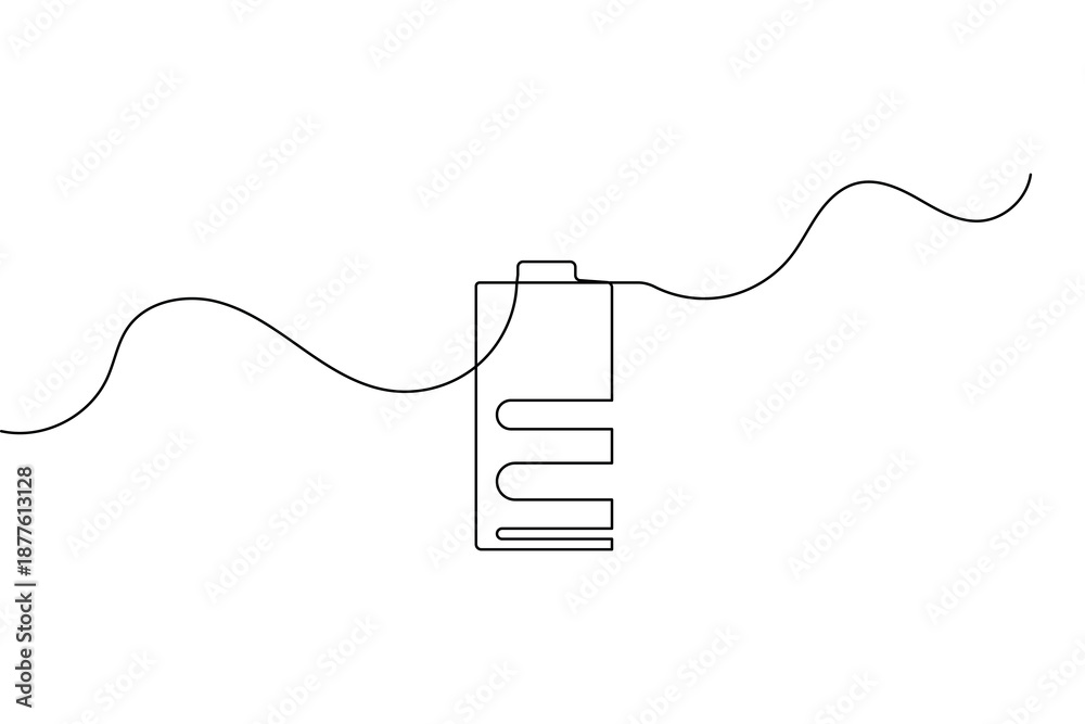 Obraz premium Minimalist battery icon one line art drawing concept of energy and power vector illustration
