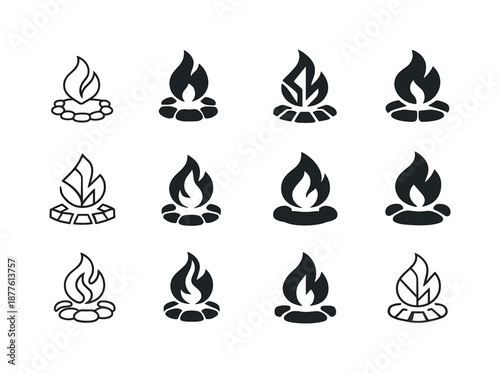 Heritage Tour Icons. Cultural heritage tours and indigenous experiences. Icon set. Set Logo of cultural heritage tours and indigenous experiences: ceremonial