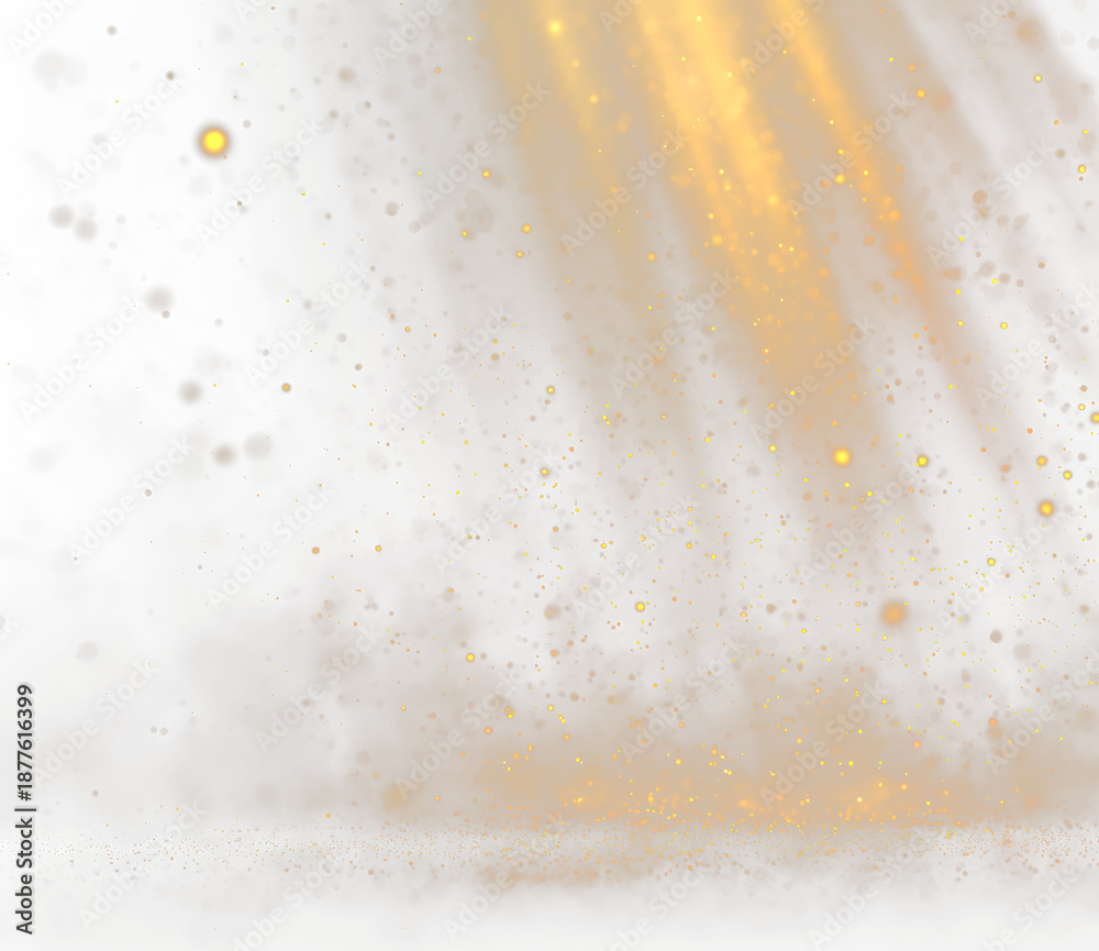 Obraz premium Soft Golden Bokeh Lights with Sparkling Glitter Overlay on Abstract Background, Luxury Champagne Glow and Elegant Festive Shimmer