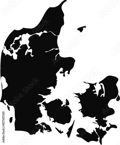 Map of Denmark silhouette vector illustration
