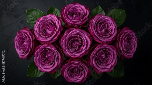 Wallpaper Mural A dozen vibrant purple roses in full bloom Torontodigital.ca