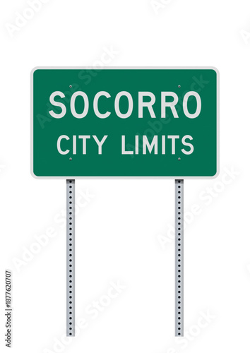 Vector illustration of the Socorro (New Mexico) green road sign on metallic posts
